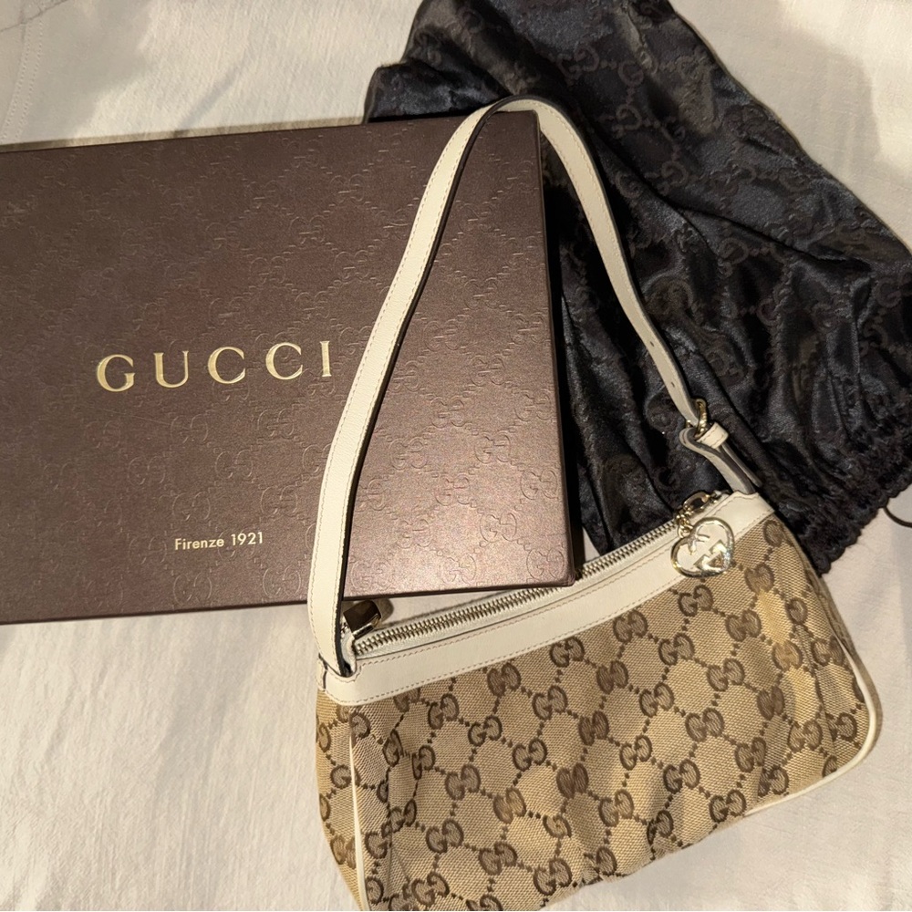 Authentic Gucci Monogram Lovely Heart GG Charm Pochette